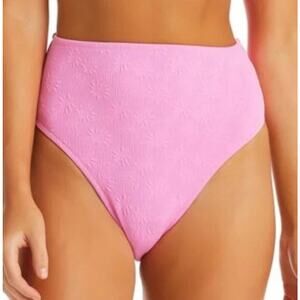 JESSICA SIMPSON Lip Gloss Bikini Bottoms SZ Small Pink NWT Sweet Daisy High Rise